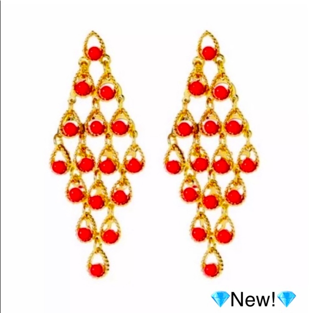NEW! Amrita Singh Ruby & Gold Kelia Chandelier Earrings